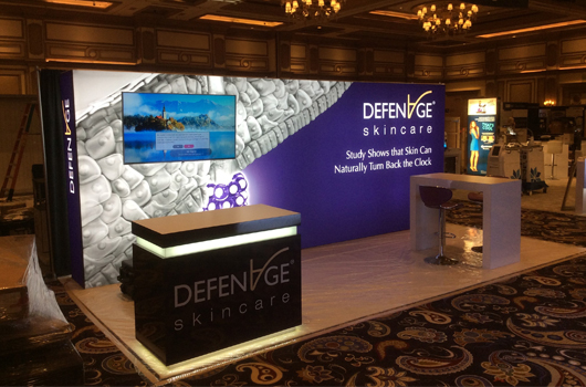 Defenage skin care trade show booth design